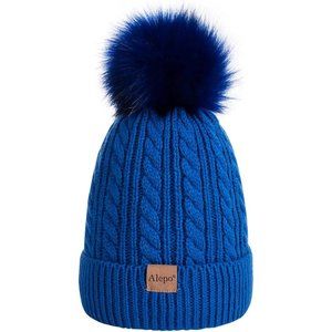 Kids Winter Beanie Children's Warm Fleece Lined Knit Thick Ski Cap with Pom